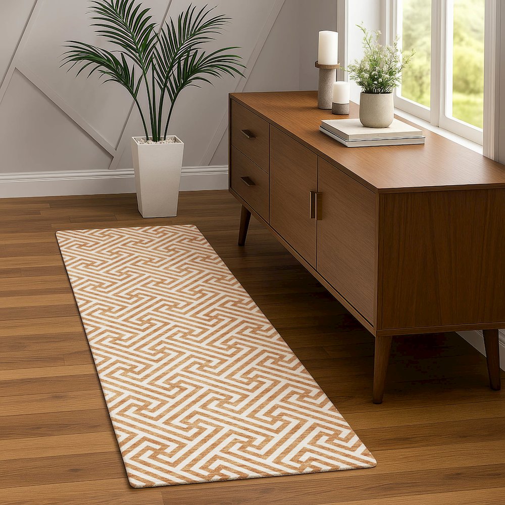 Luxury Washable Indoor/Outdoor The Reserve Copper 2'3" x 7'6" Runner Rug. Picture 5