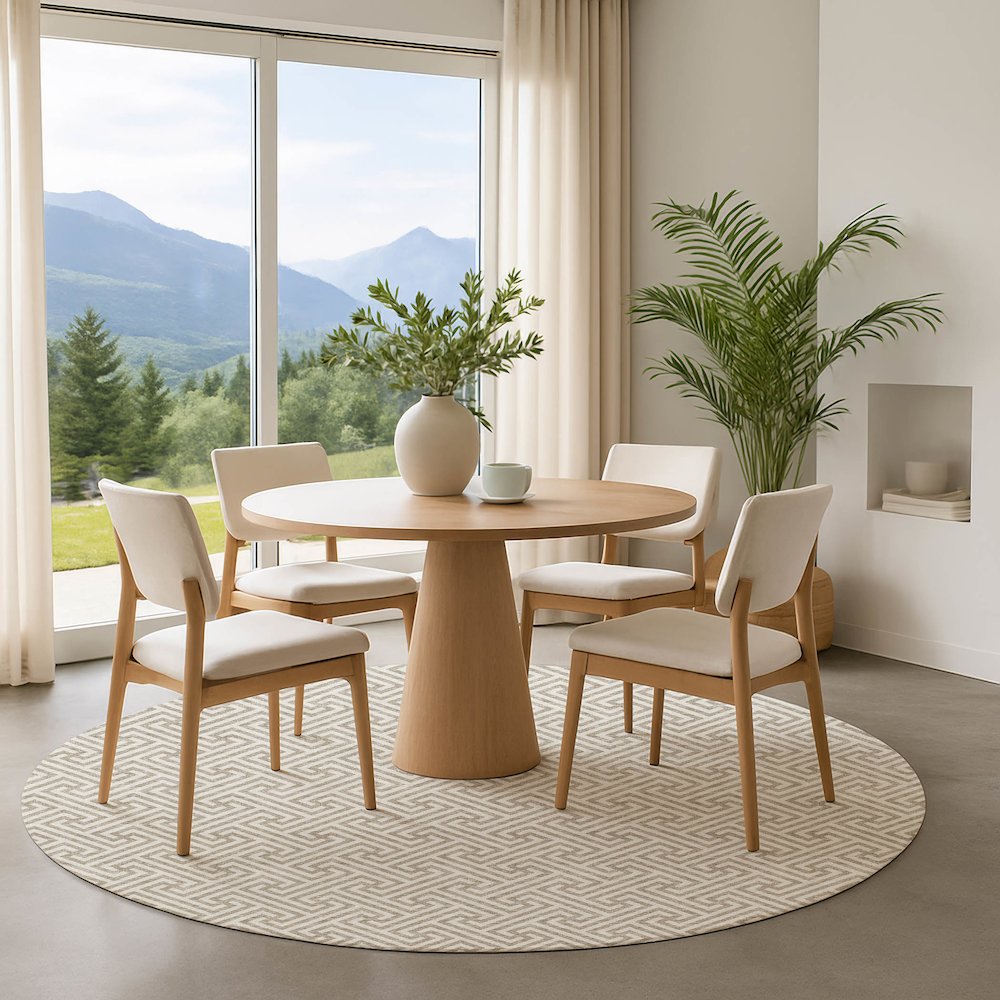 Luxury Washable Indoor/Outdoor The Reserve Flax 8' x 8' Round Rug. Picture 5