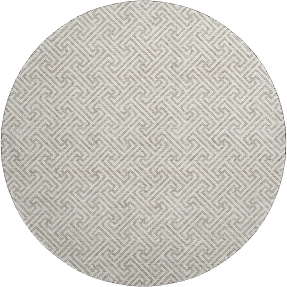 Luxury Washable Indoor/Outdoor The Reserve Flax 8' x 8' Round Rug. Picture 1