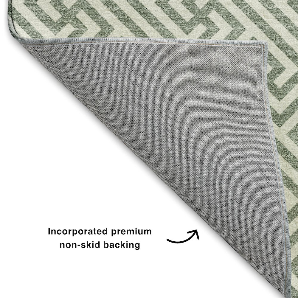 Luxury Washable Indoor/Outdoor The Reserve Sage 1'8" x 2'6" Rug. Picture 4