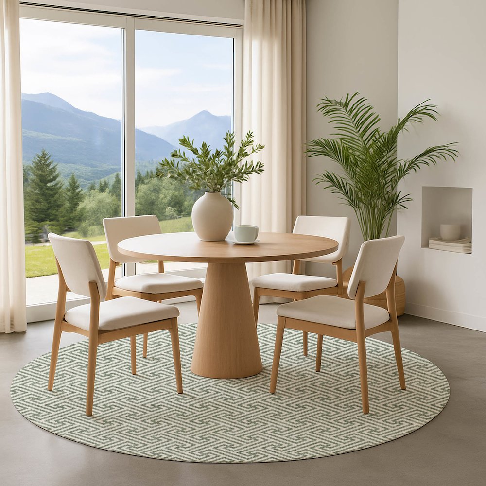 Luxury Washable Indoor/Outdoor The Reserve Sage 8' x 8' Round Rug. Picture 5