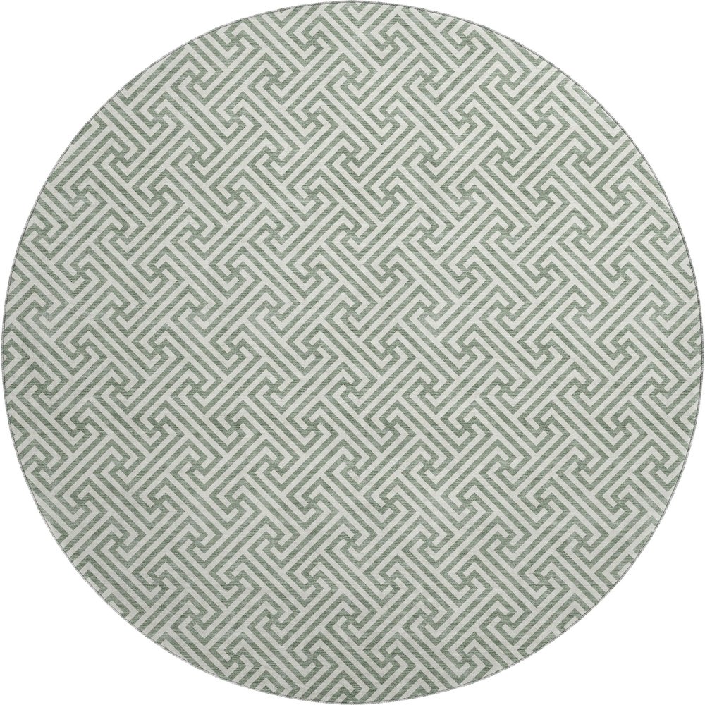 Luxury Washable Indoor/Outdoor The Reserve Sage 8' x 8' Round Rug. Picture 1