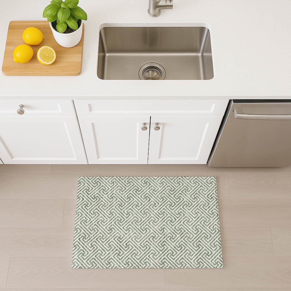 Luxury Washable Indoor/Outdoor The Reserve Sage 1'8" x 2'6" Rug. Picture 5