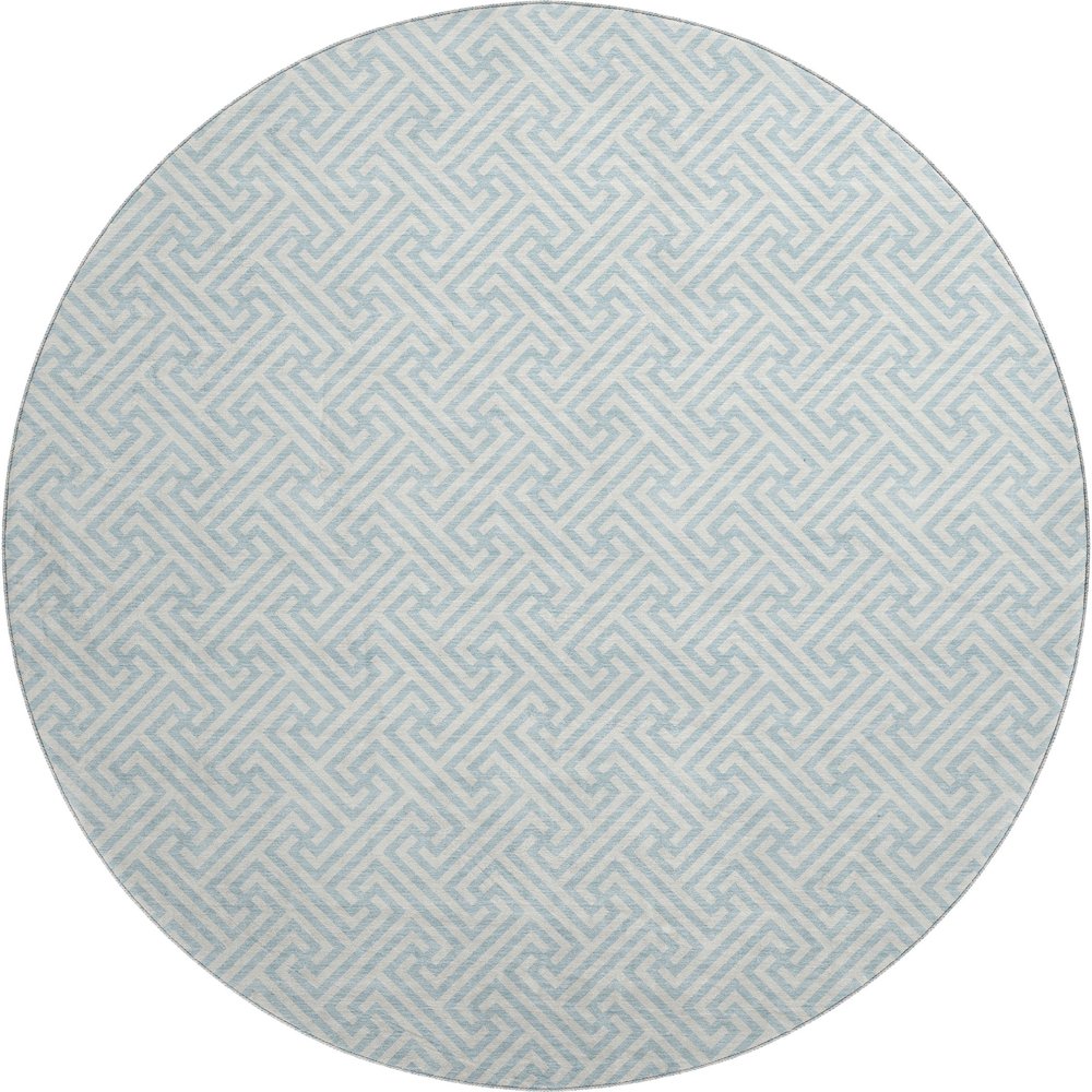 Luxury Washable Indoor/Outdoor The Reserve Sky 8' x 8' Round Rug. Picture 1