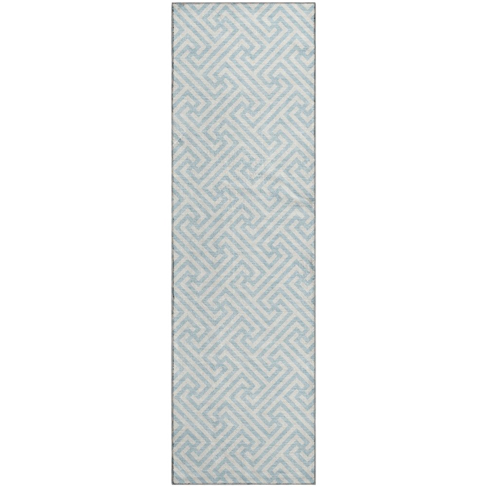 Luxury Washable Indoor/Outdoor The Reserve Sky 2'3" x 7'6" Runner Rug. Picture 1