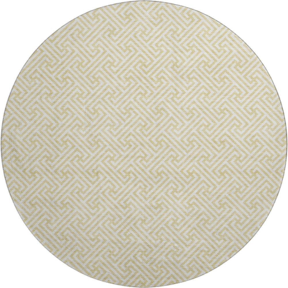 Luxury Washable Indoor/Outdoor The Reserve Wheat 8' x 8' Round Rug. Picture 1