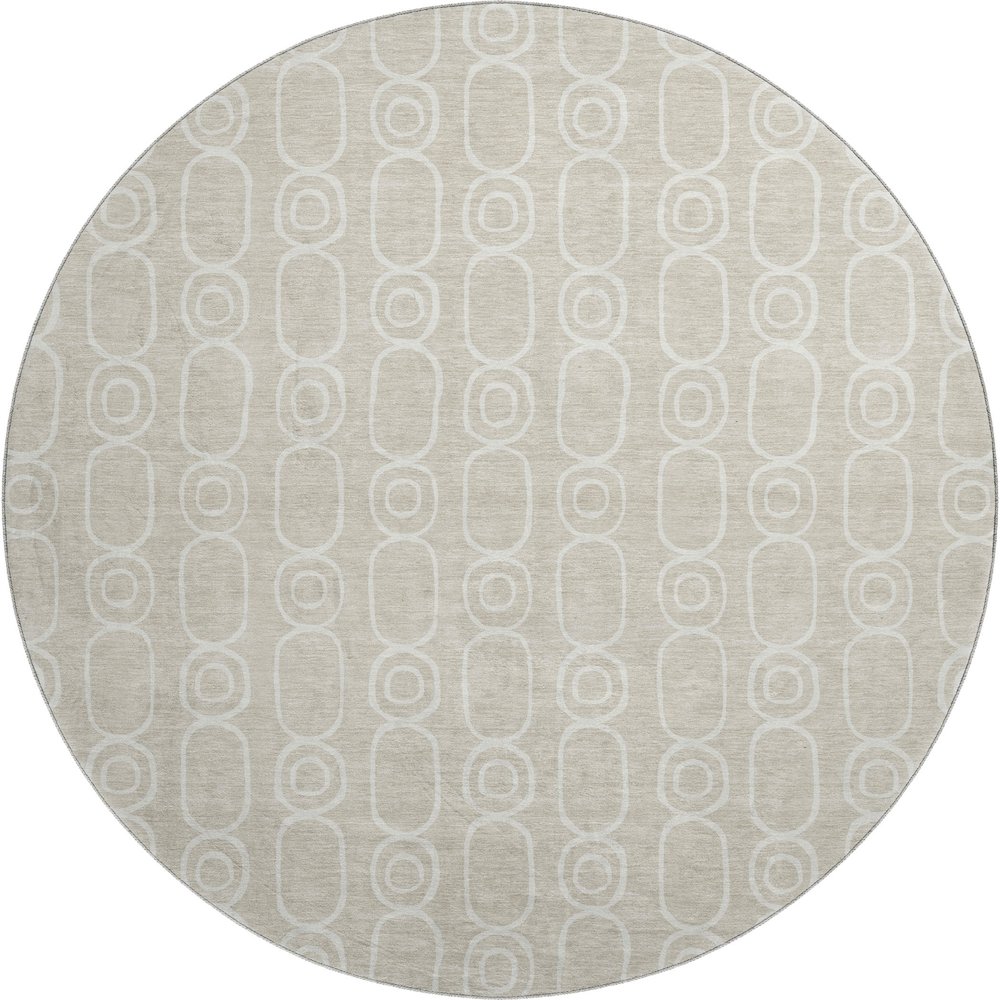 Luxury Washable Indoor/Outdoor The Reserve Beige 8' x 8' Round Rug. Picture 1