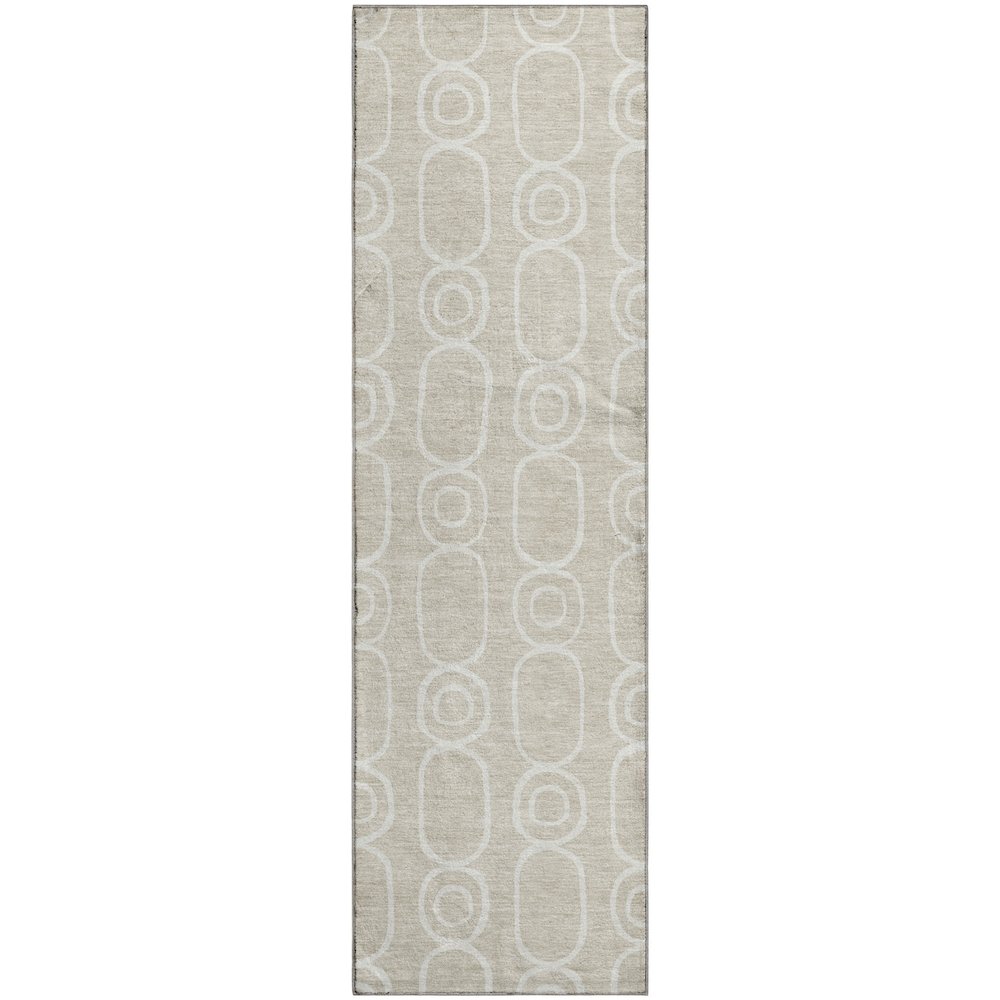 Luxury Washable Indoor/Outdoor The Reserve Beige 2'3" x 7'6" Runner Rug. Picture 1