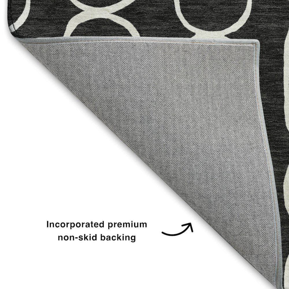 Luxury Washable Indoor/Outdoor The Reserve Black 1'8" x 2'6" Rug. Picture 4
