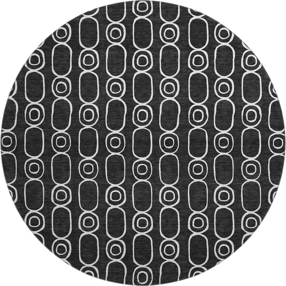 Luxury Washable Indoor/Outdoor The Reserve Black 8' x 8' Round Rug. Picture 1