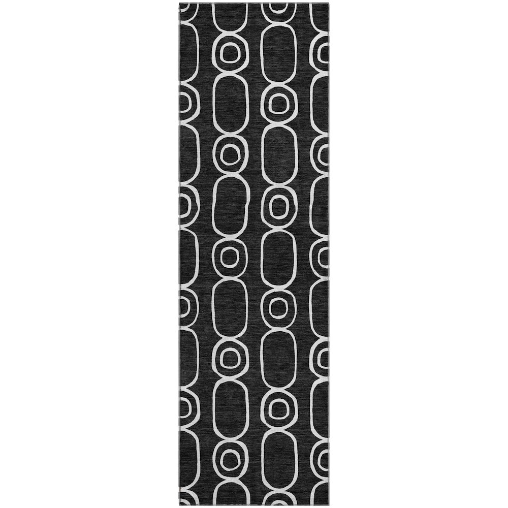 Luxury Washable Indoor/Outdoor The Reserve Black 2'3" x 7'6" Runner Rug. Picture 1