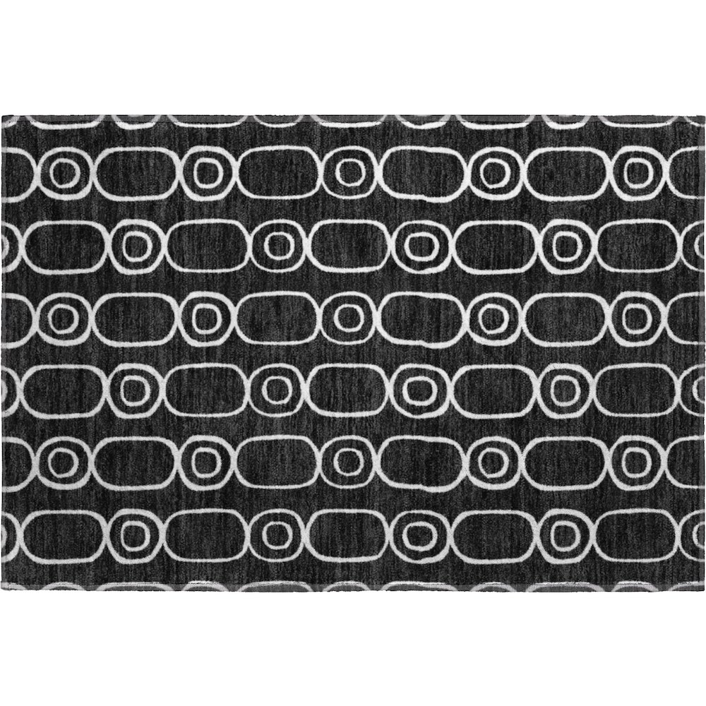 Luxury Washable Indoor/Outdoor The Reserve Black 1'8" x 2'6" Rug. Picture 1