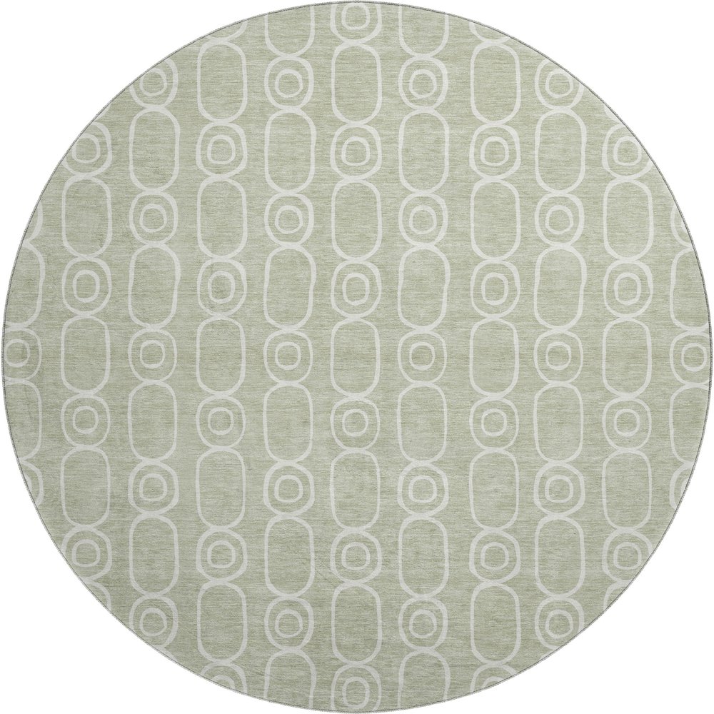 Luxury Washable Indoor/Outdoor The Reserve Celery 8' x 8' Round Rug. Picture 1