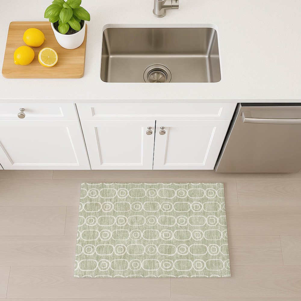 Luxury Washable Indoor/Outdoor The Reserve Celery 1'8" x 2'6" Rug. Picture 5