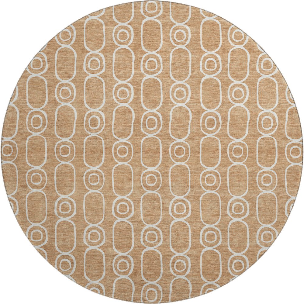Luxury Washable Indoor/Outdoor The Reserve Copper 8' x 8' Round Rug. Picture 1