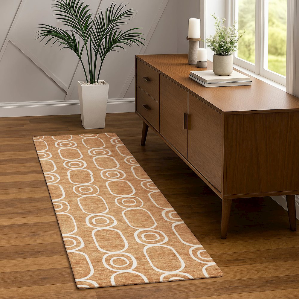 Luxury Washable Indoor/Outdoor The Reserve Copper 2'3" x 7'6" Runner Rug. Picture 5
