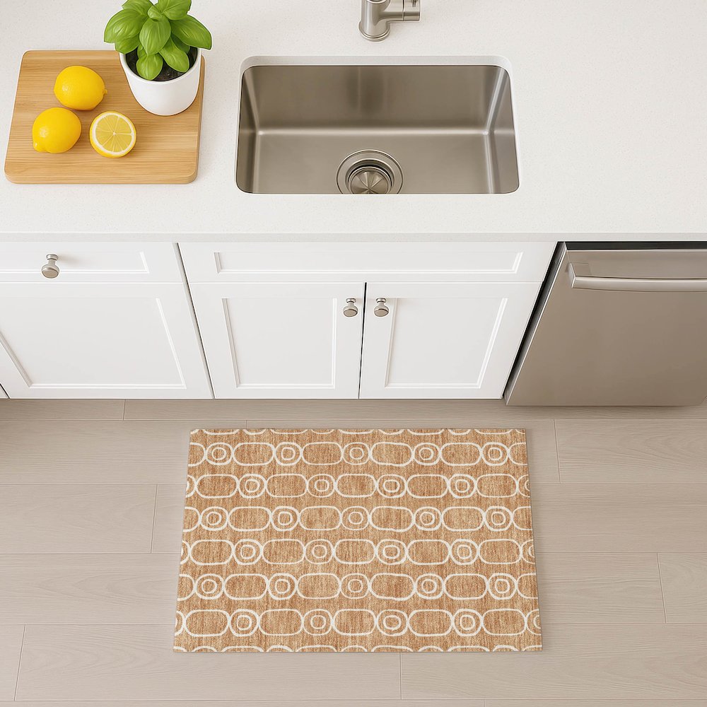 Luxury Washable Indoor/Outdoor The Reserve Copper 1'8" x 2'6" Rug. Picture 5
