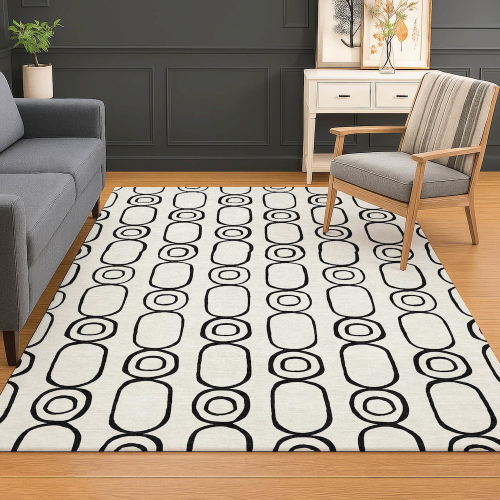 Luxury Washable Indoor/Outdoor The Reserve Ivory 2'6" x 3'10" Rug. Picture 5
