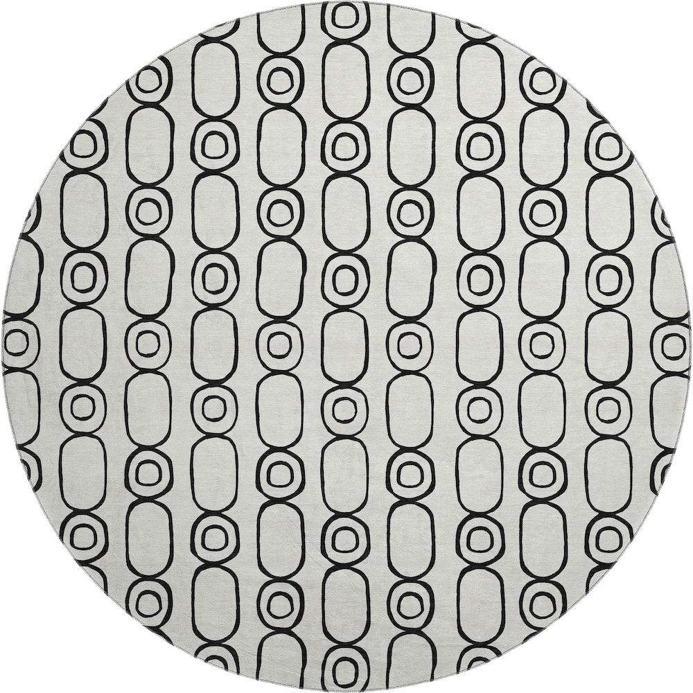Luxury Washable Indoor/Outdoor The Reserve Ivory 8' x 8' Round Rug. Picture 1