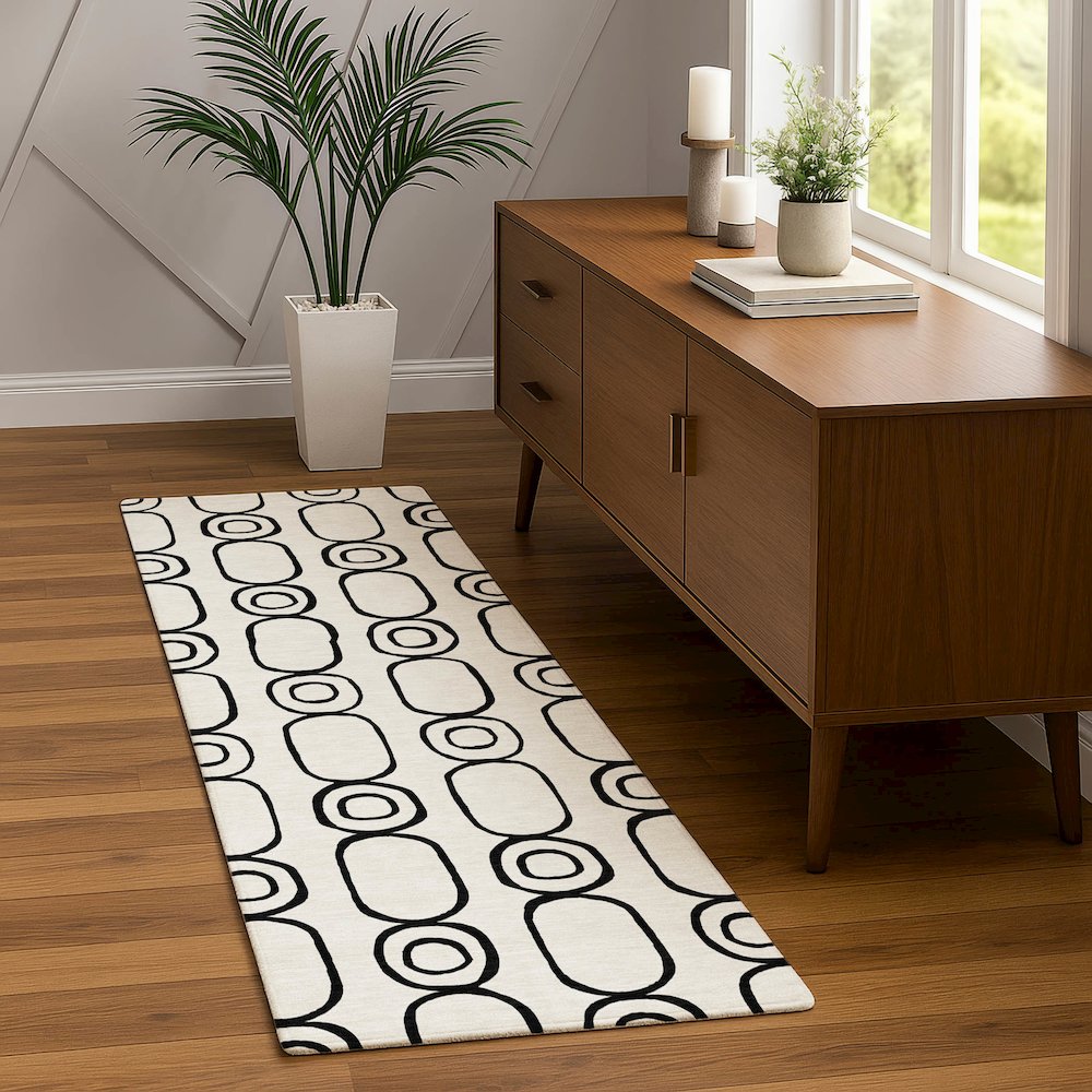 Luxury Washable Indoor/Outdoor The Reserve Ivory 2'3" x 7'6" Runner Rug. Picture 5