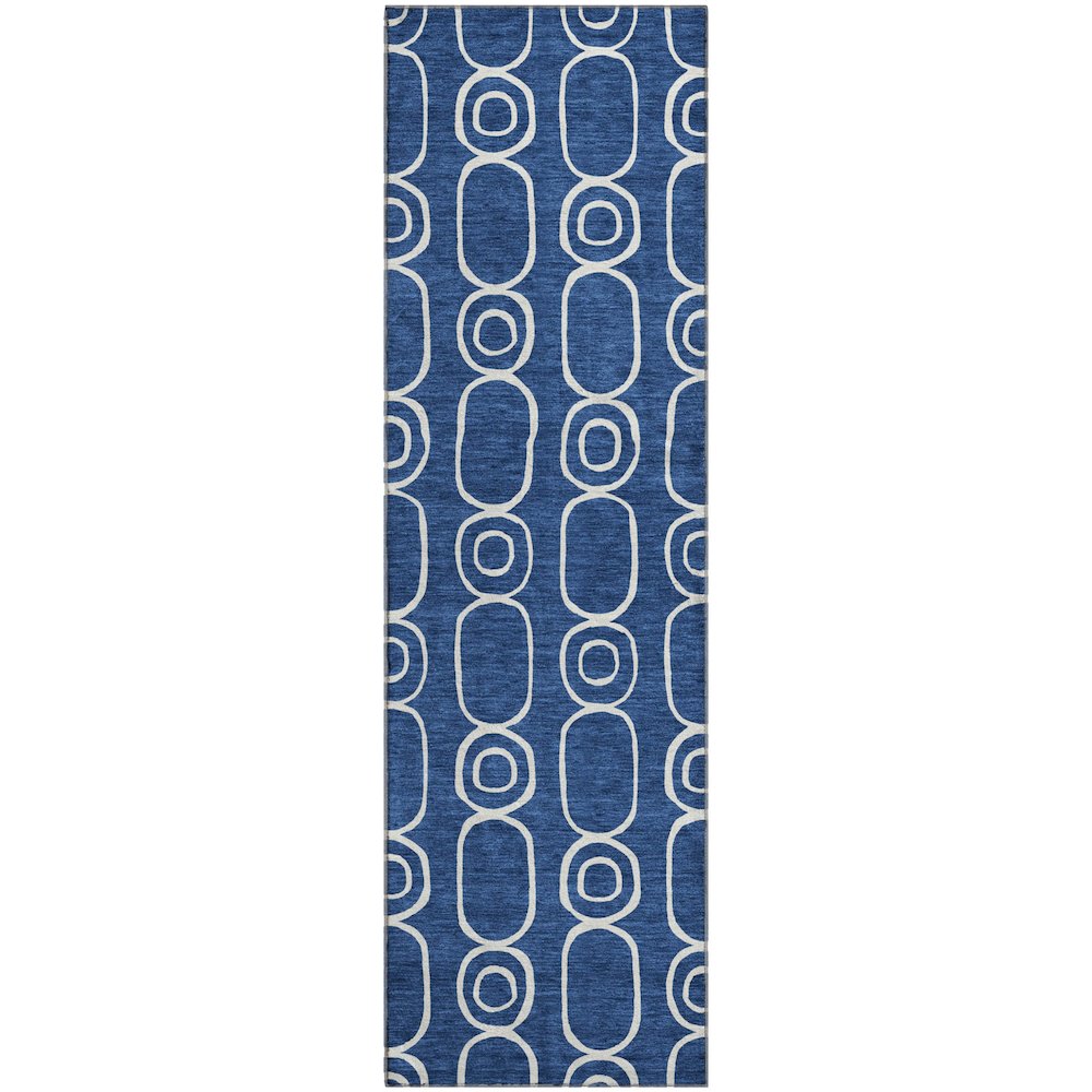 Luxury Washable Indoor/Outdoor The Reserve Navy 2'3" x 7'6" Runner Rug. Picture 1