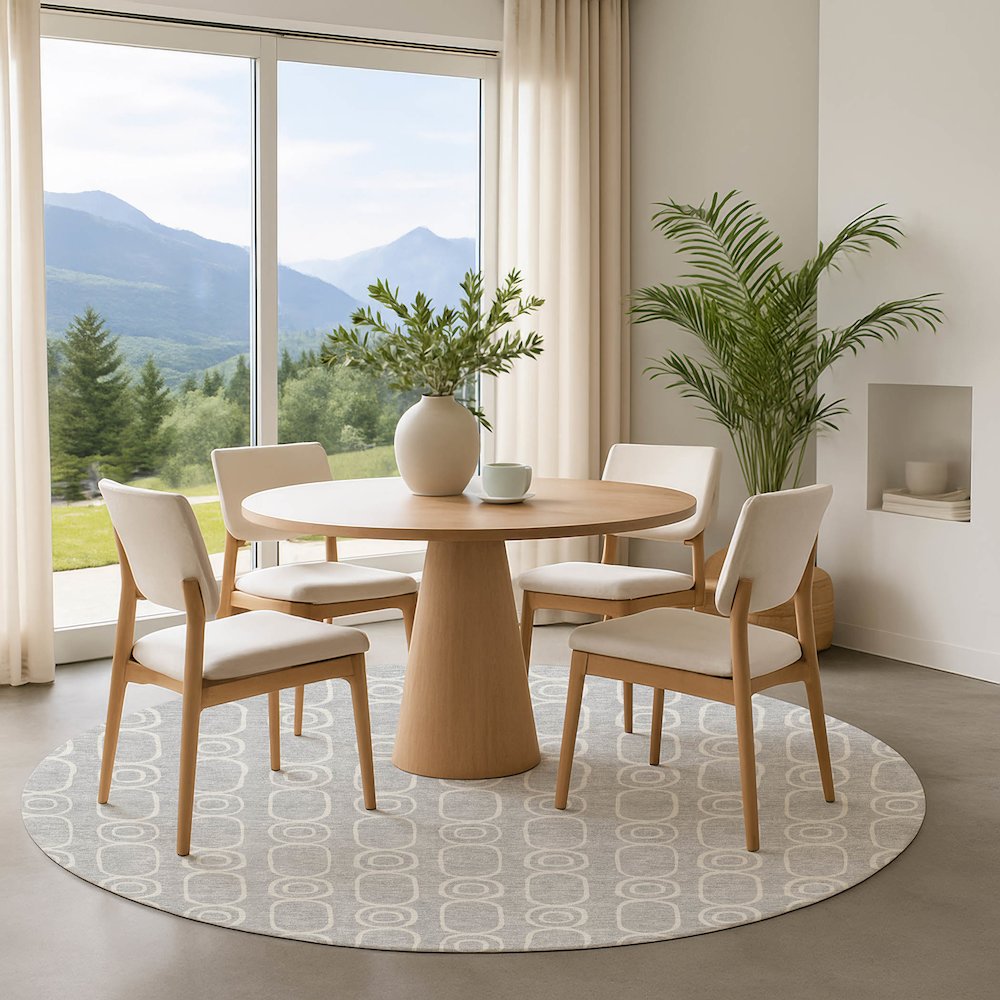 Luxury Washable Indoor/Outdoor The Reserve Silver 8' x 8' Round Rug. Picture 5