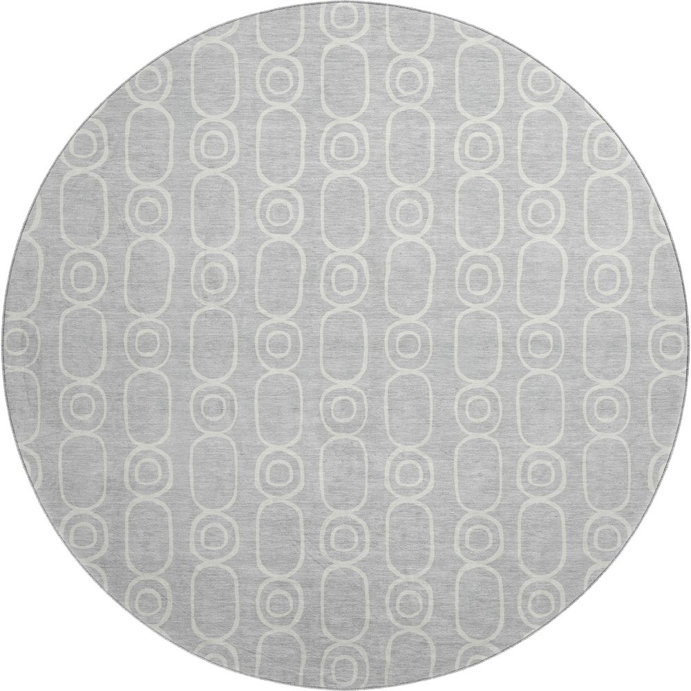 Luxury Washable Indoor/Outdoor The Reserve Silver 8' x 8' Round Rug. Picture 1