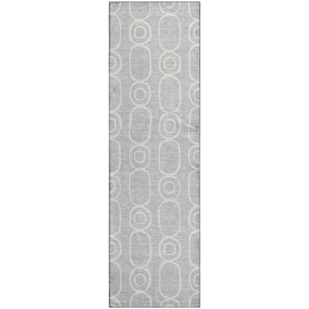 Luxury Washable Indoor/Outdoor The Reserve Silver 2'3" x 7'6" Runner Rug. Picture 1