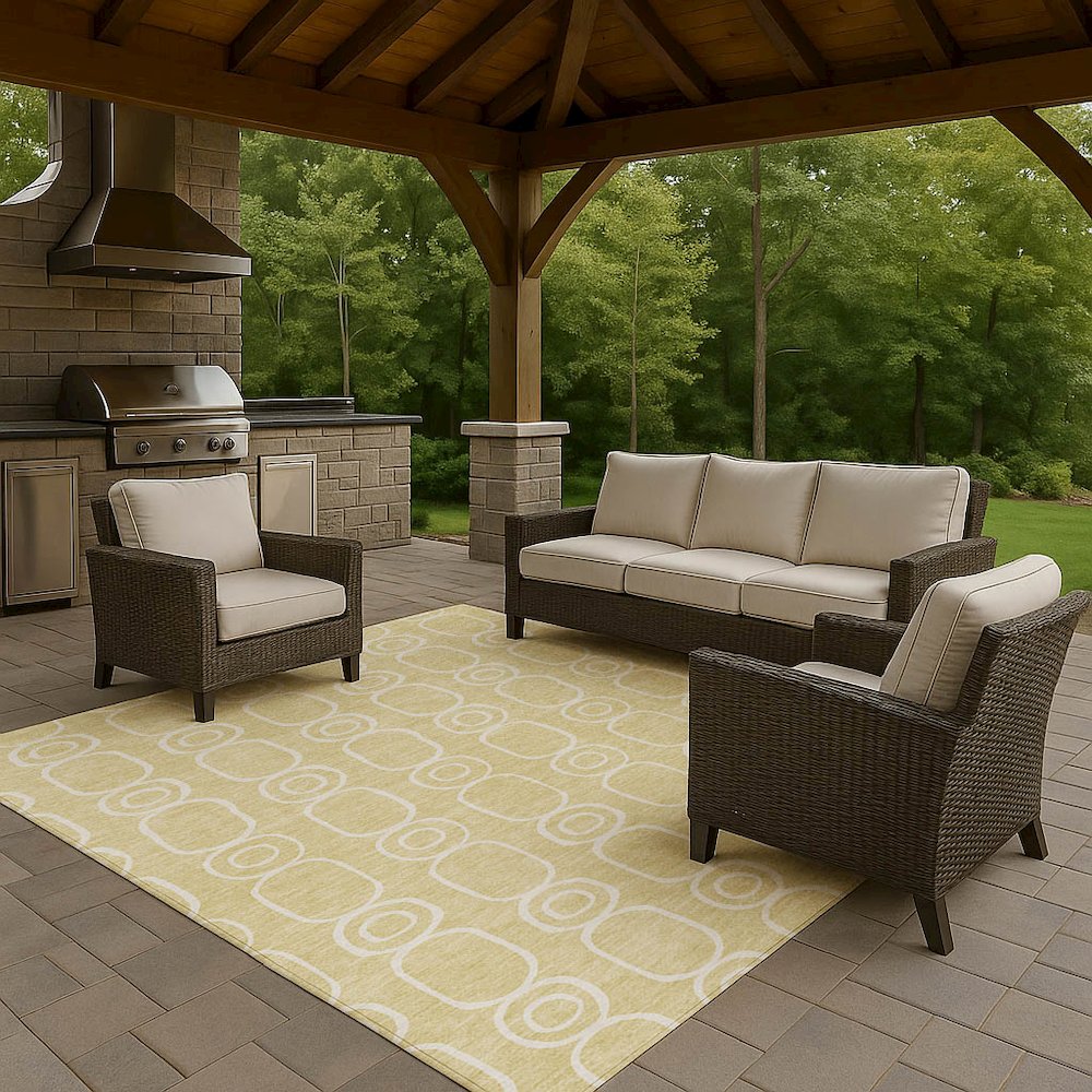 Luxury Washable Indoor/Outdoor The Reserve Wheat 2'6" x 3'10" Rug. Picture 7