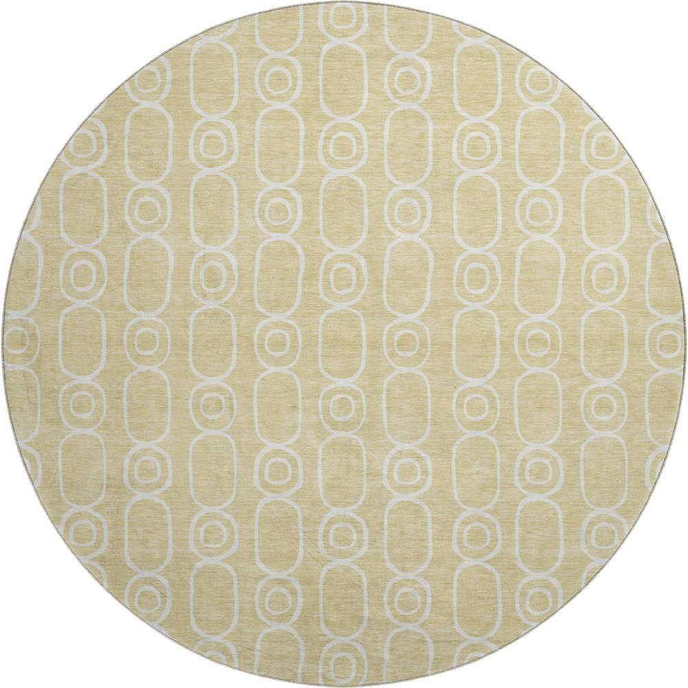 Luxury Washable Indoor/Outdoor The Reserve Wheat 8' x 8' Round Rug. Picture 1