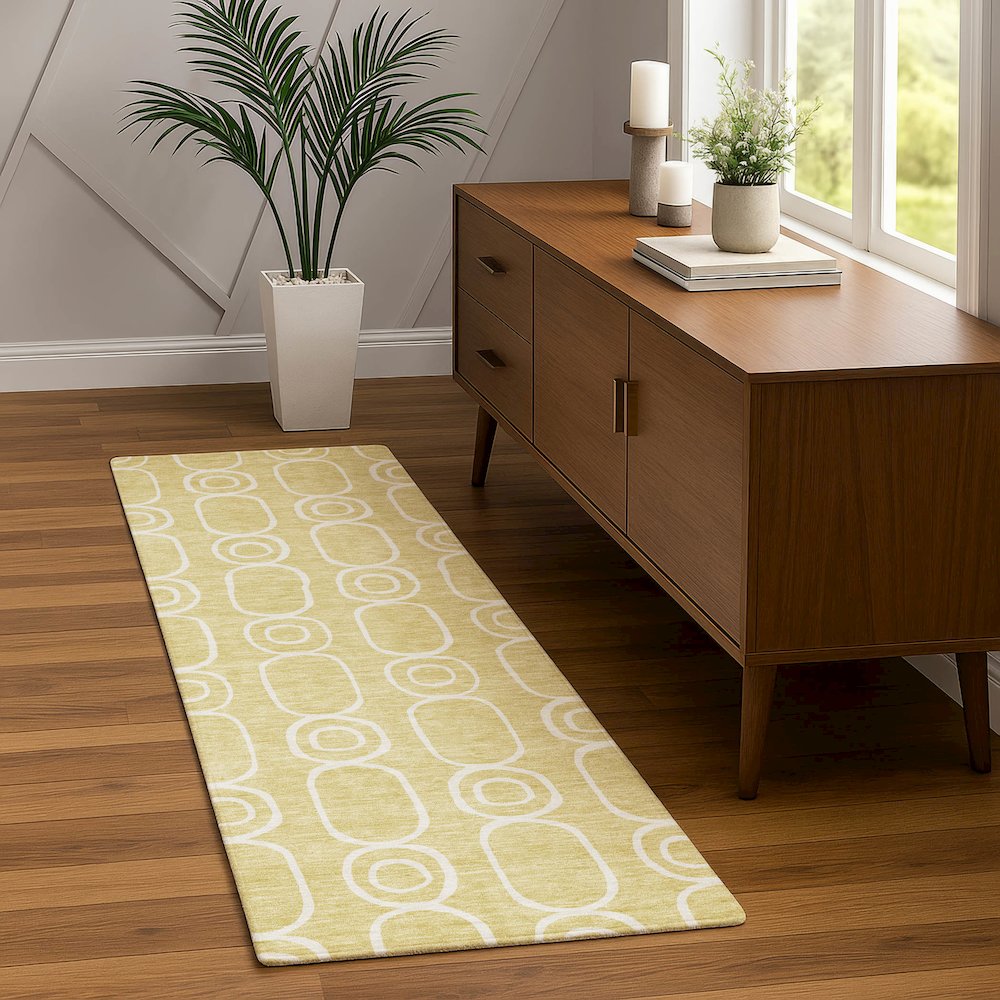Luxury Washable Indoor/Outdoor The Reserve Wheat 2'3" x 7'6" Runner Rug. Picture 5