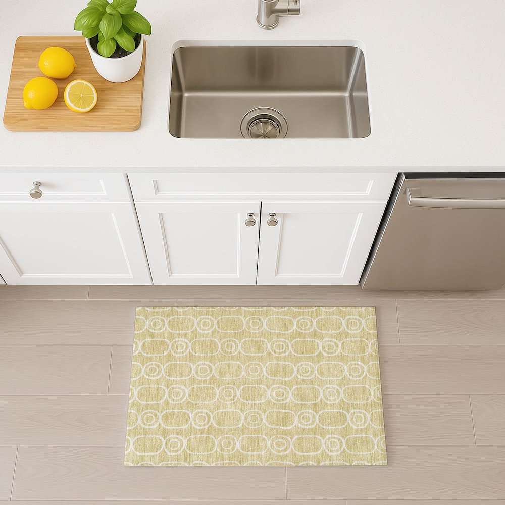Luxury Washable Indoor/Outdoor The Reserve Wheat 1'8" x 2'6" Rug. Picture 5
