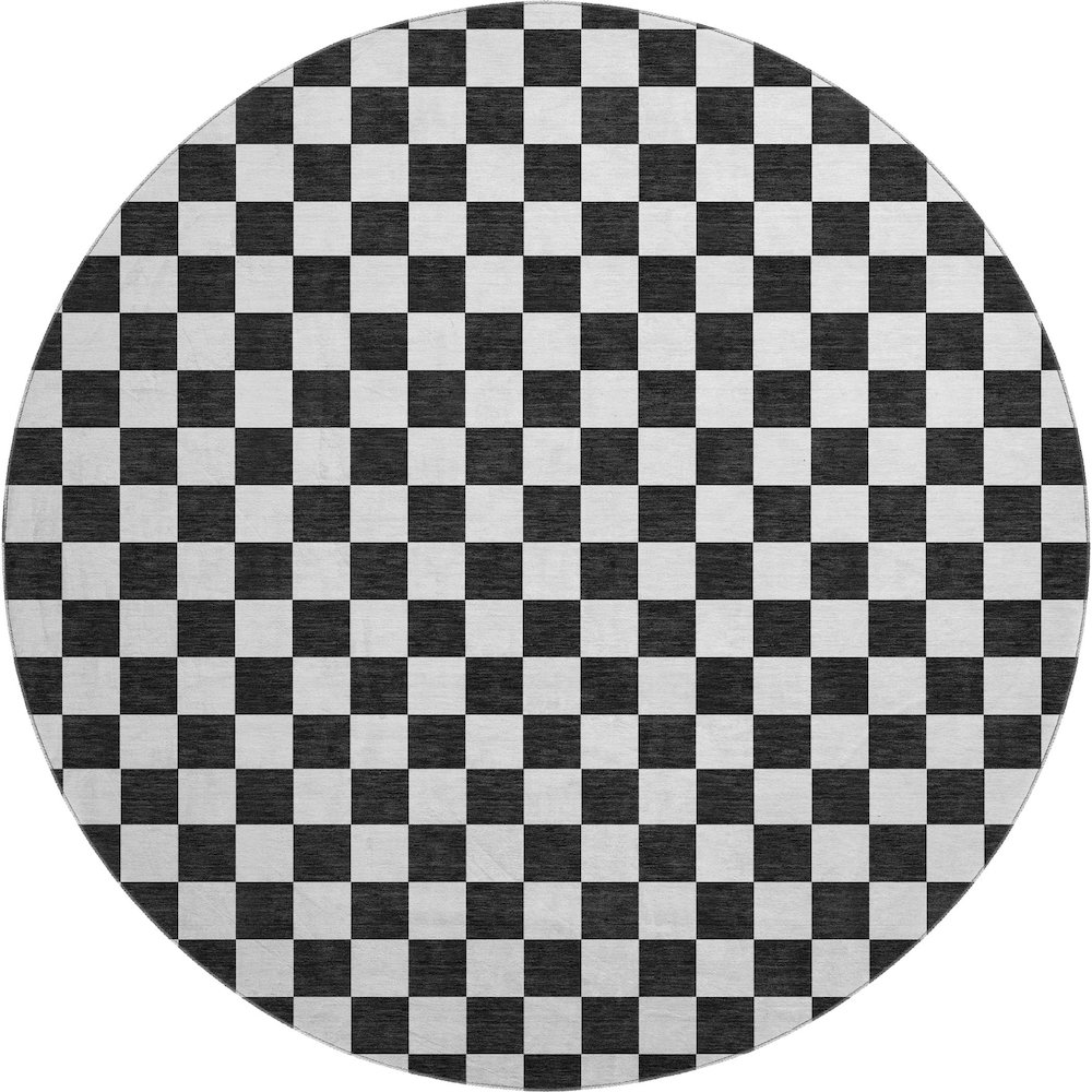 Luxury Washable Indoor/Outdoor The Reserve Black 8' x 8' Round Rug. Picture 1
