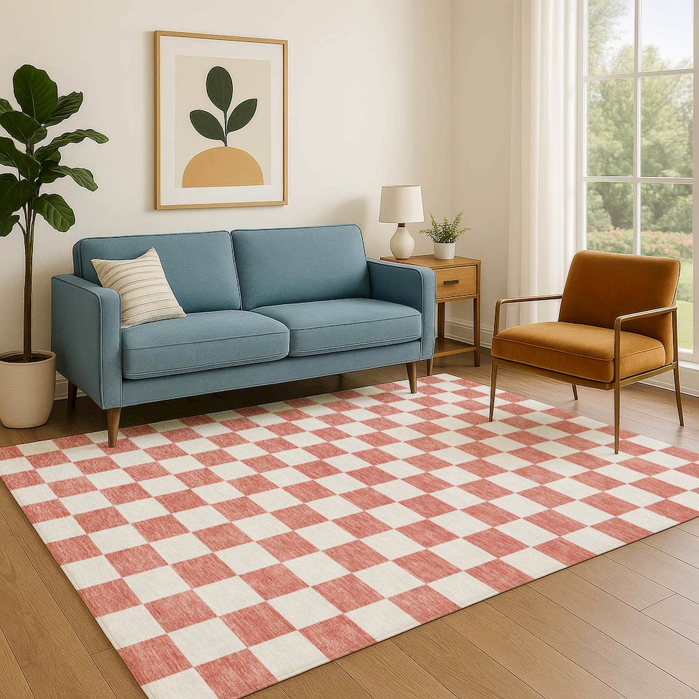 Luxury Washable Indoor/Outdoor The Reserve Coral 2'6" x 3'10" Rug. Picture 6