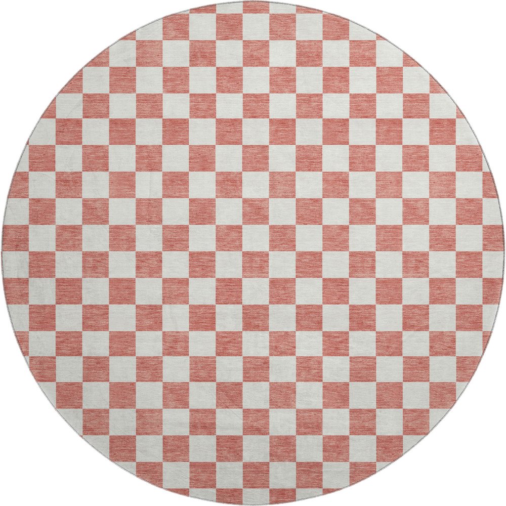 Luxury Washable Indoor/Outdoor The Reserve Coral 8' x 8' Round Rug. Picture 1