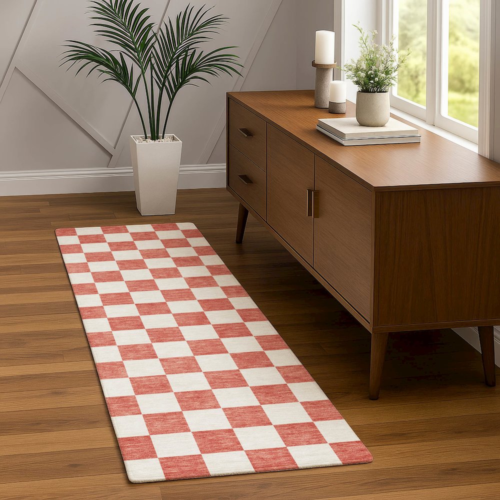 Luxury Washable Indoor/Outdoor The Reserve Coral 2'3" x 7'6" Runner Rug. Picture 5