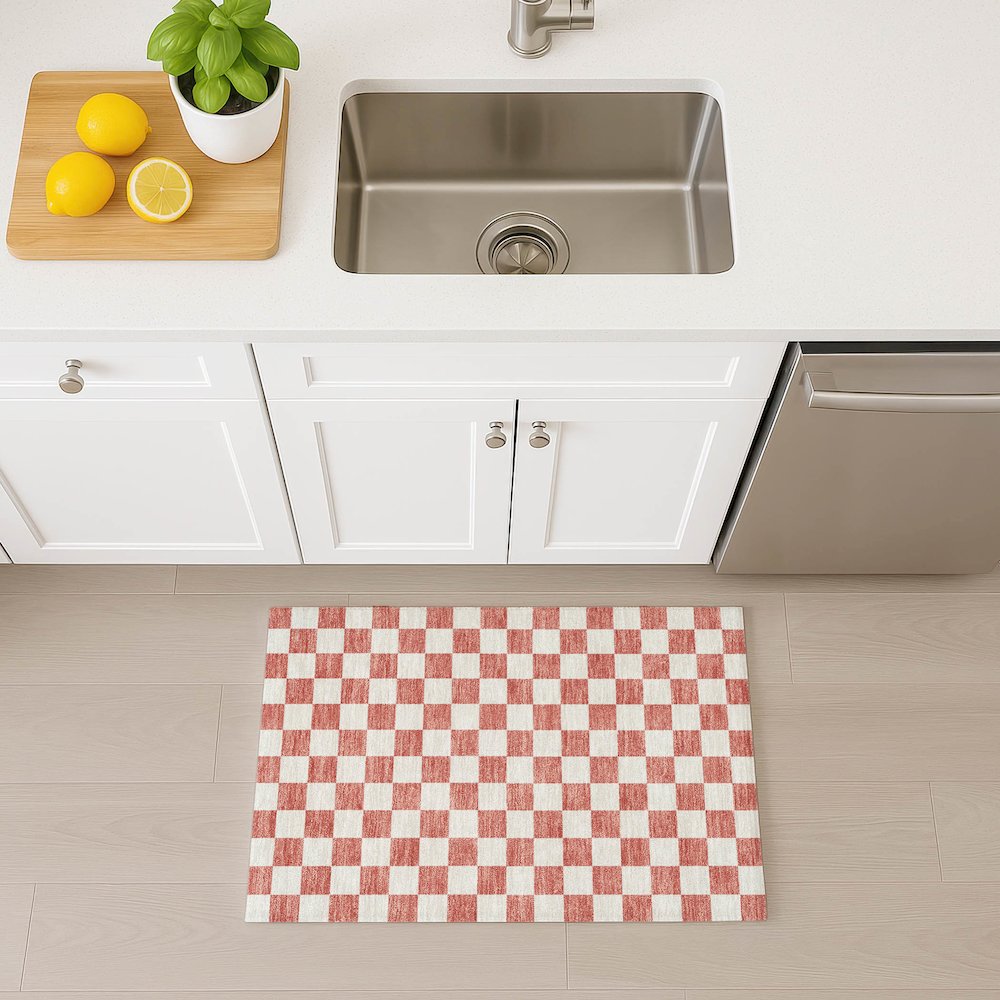 Luxury Washable Indoor/Outdoor The Reserve Coral 1'8" x 2'6" Rug. Picture 5