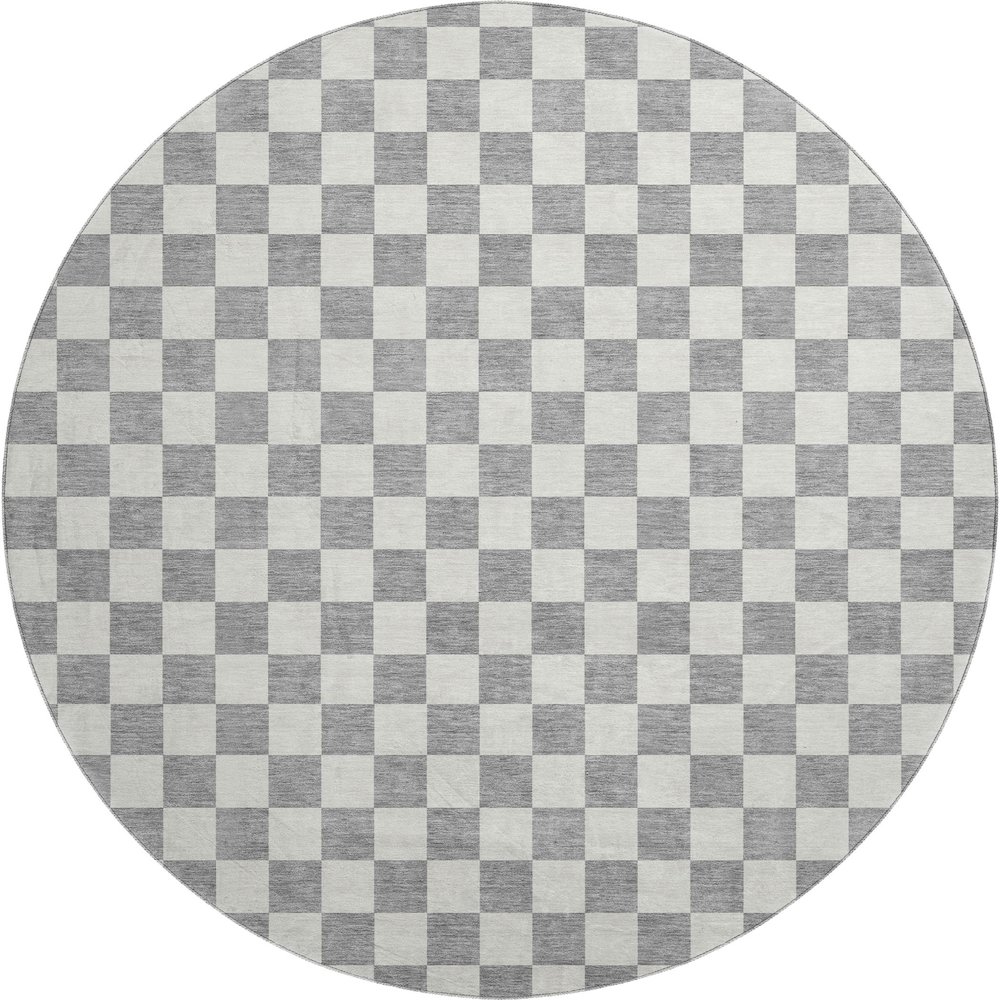 Luxury Washable Indoor/Outdoor The Reserve Gray 8' x 8' Round Rug. Picture 1