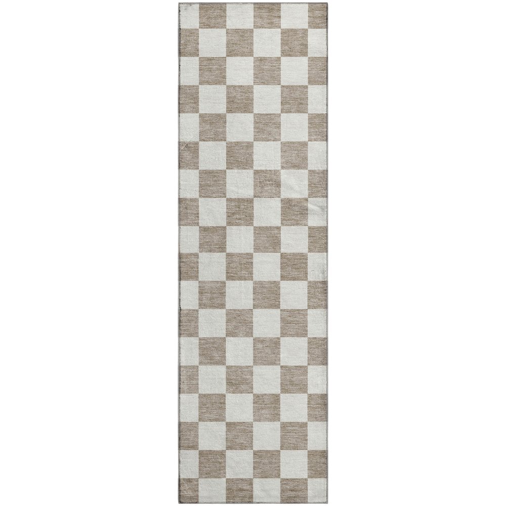 Luxury Washable Indoor/Outdoor The Reserve Khaki 2'3" x 7'6" Runner Rug. Picture 1