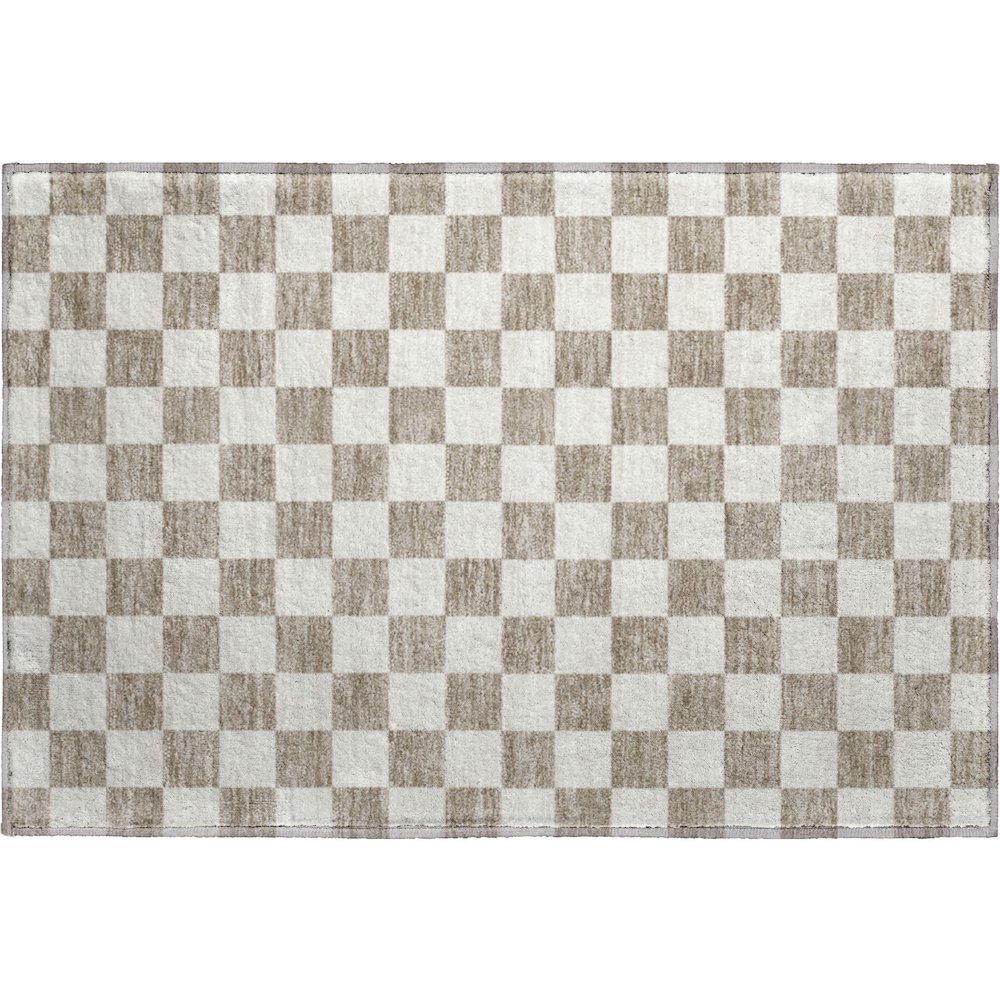 Luxury Washable Indoor/Outdoor The Reserve Khaki 1'8" x 2'6" Rug. Picture 1