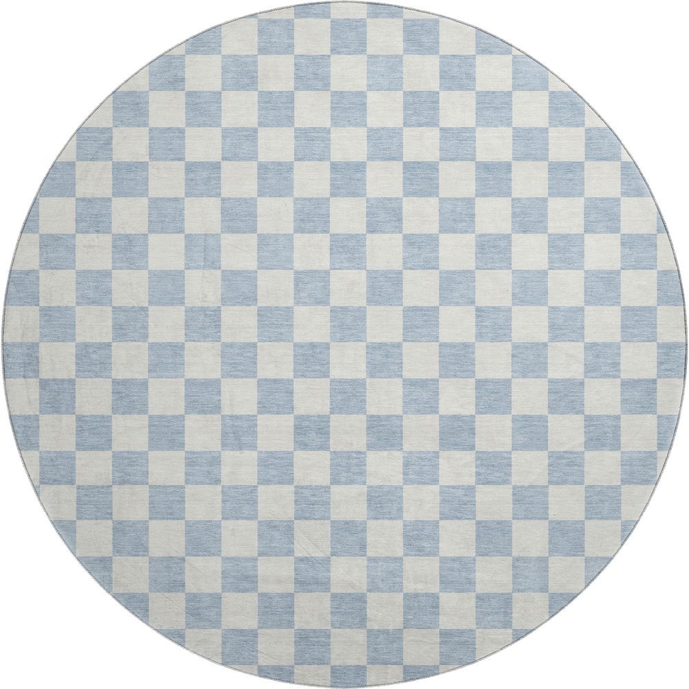 Luxury Washable Indoor/Outdoor The Reserve Sky 8' x 8' Round Rug. Picture 1