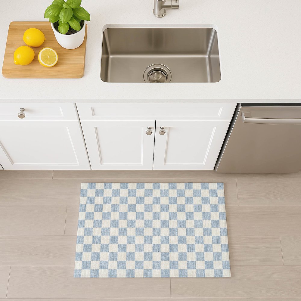 Luxury Washable Indoor/Outdoor The Reserve Sky 1'8" x 2'6" Rug. Picture 5