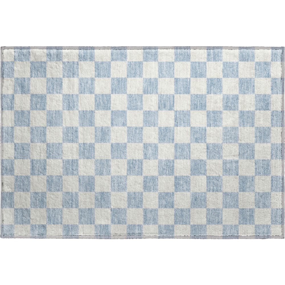 Luxury Washable Indoor/Outdoor The Reserve Sky 1'8" x 2'6" Rug. Picture 1