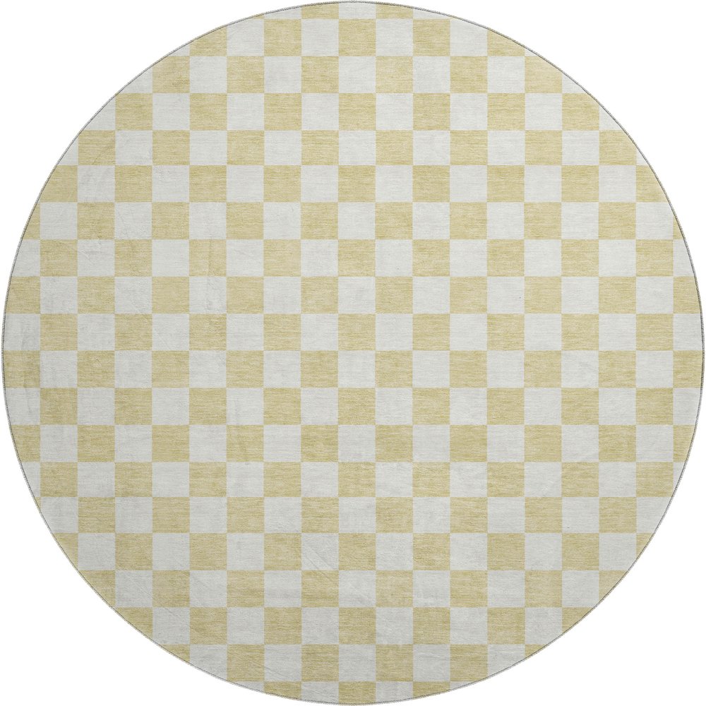 Luxury Washable Indoor/Outdoor The Reserve Wheat 8' x 8' Round Rug. Picture 1