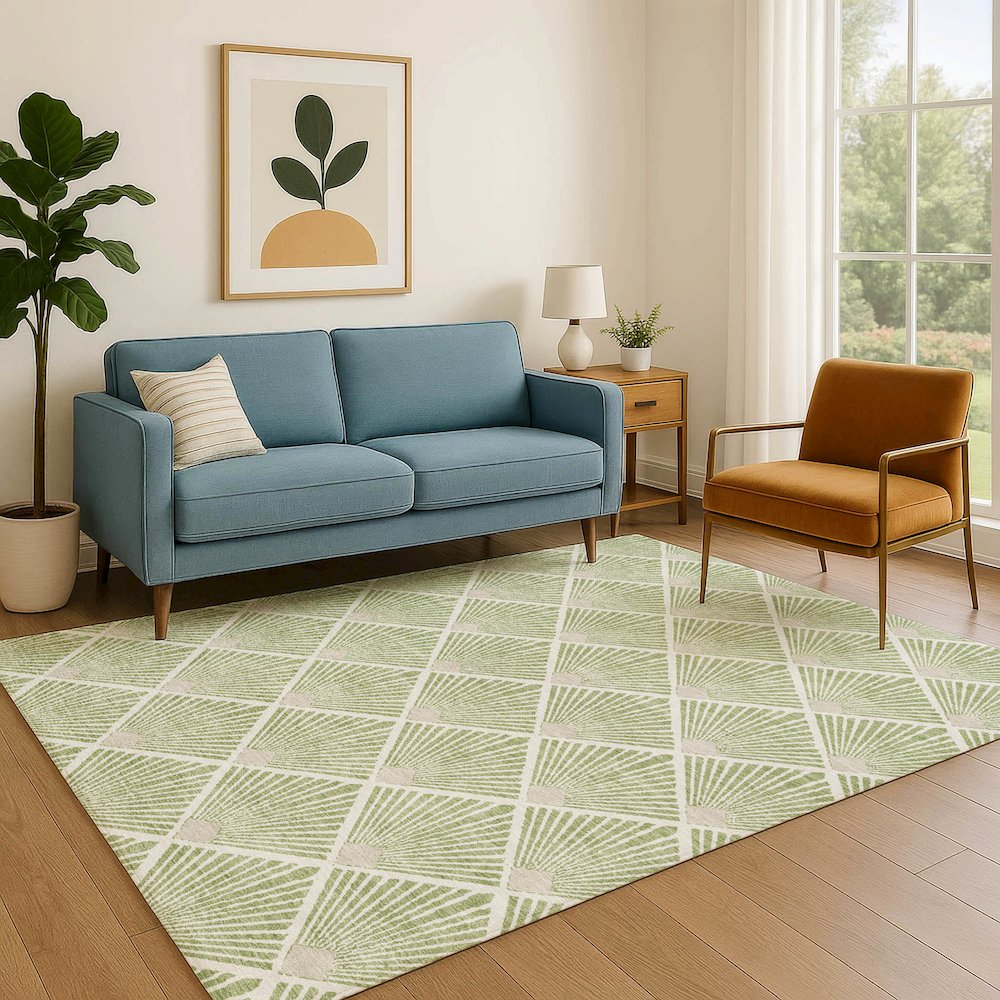 Luxury Washable Indoor/Outdoor The Reserve Aloe 2'6" x 3'10" Rug. Picture 6