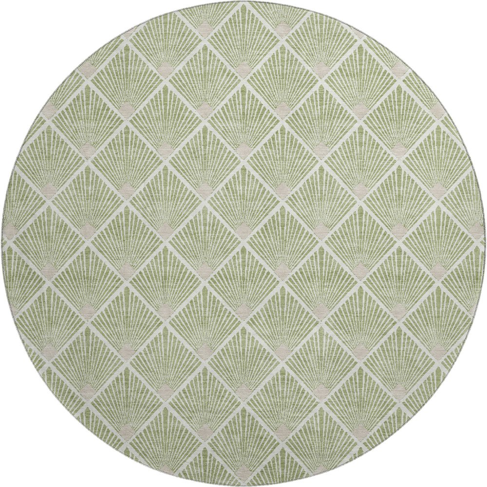 Luxury Washable Indoor/Outdoor The Reserve Aloe 8' x 8' Round Rug. Picture 1