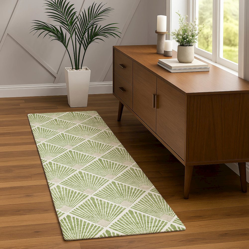 Luxury Washable Indoor/Outdoor The Reserve Aloe 2'3" x 7'6" Runner Rug. Picture 5