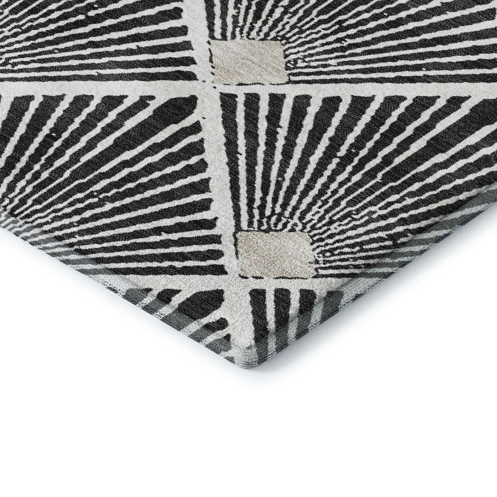Luxury Washable Indoor/Outdoor The Reserve Black 1'8" x 2'6" Rug. Picture 2