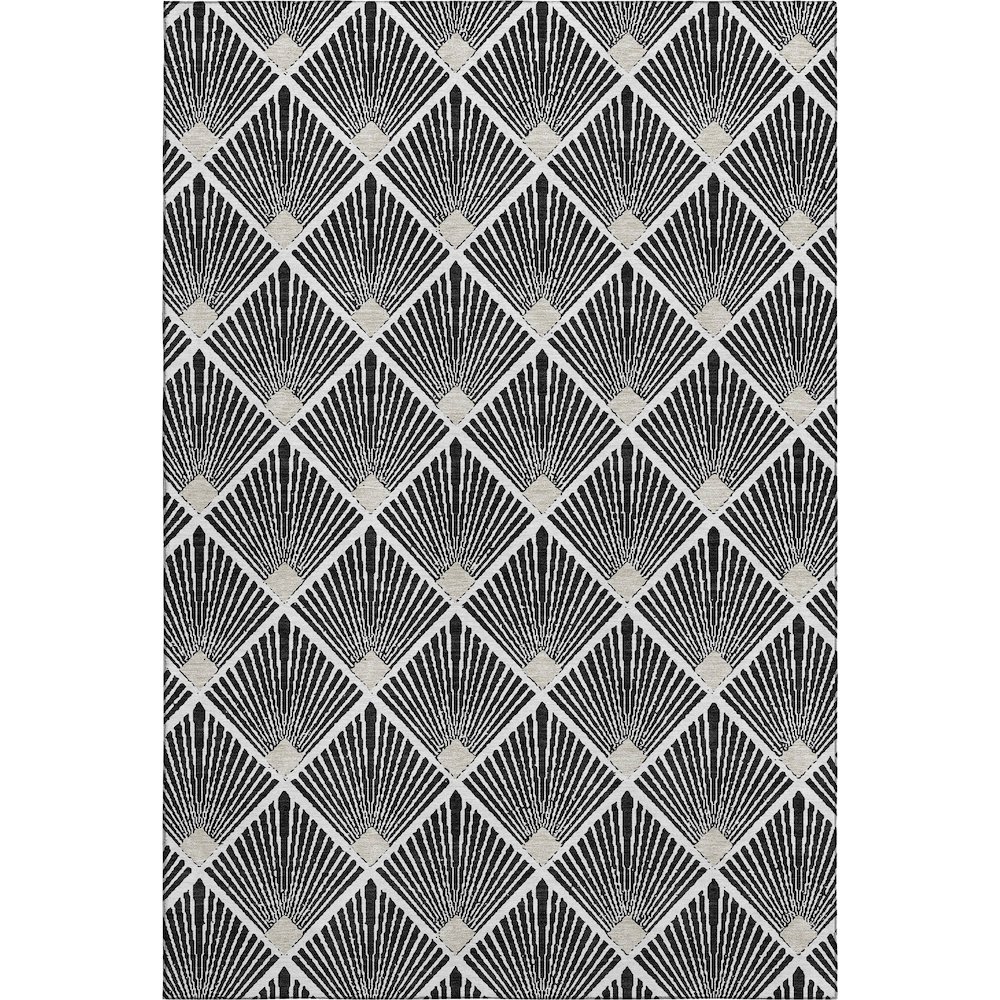 Luxury Washable Indoor/Outdoor The Reserve Black 2'6" x 3'10" Rug. Picture 1