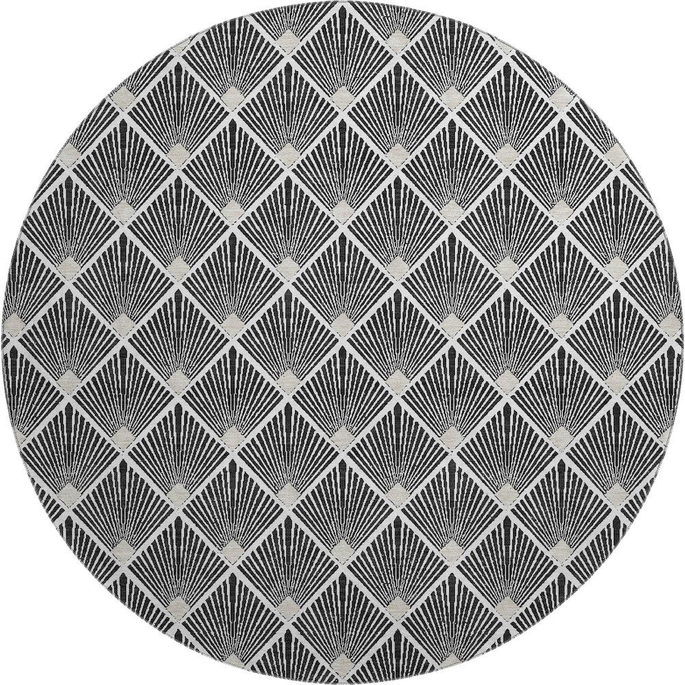 Luxury Washable Indoor/Outdoor The Reserve Black 8' x 8' Round Rug. Picture 1